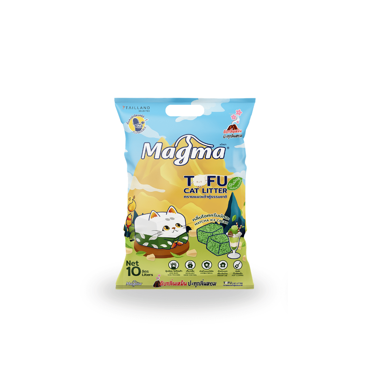 ทรายแมวเต้าหู้ MAGMA 10 ลิตร กลิ่นไอศครีมมัทฉะ